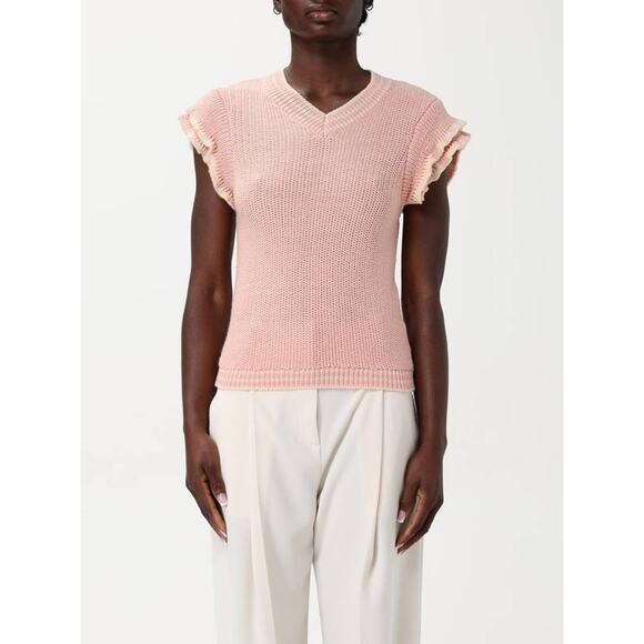 Chloe Short Sleeve Knit Top in Pinky Orange XS - Picture 4 of 9